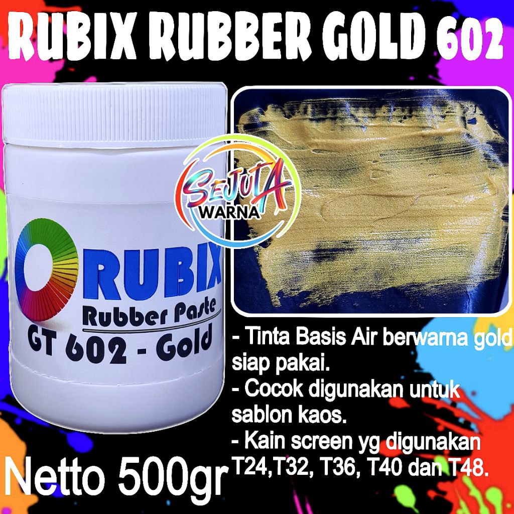 RUBIX RUBBER GOLD 602 BASIS AIR TINTA EMAS GOLD 500GR