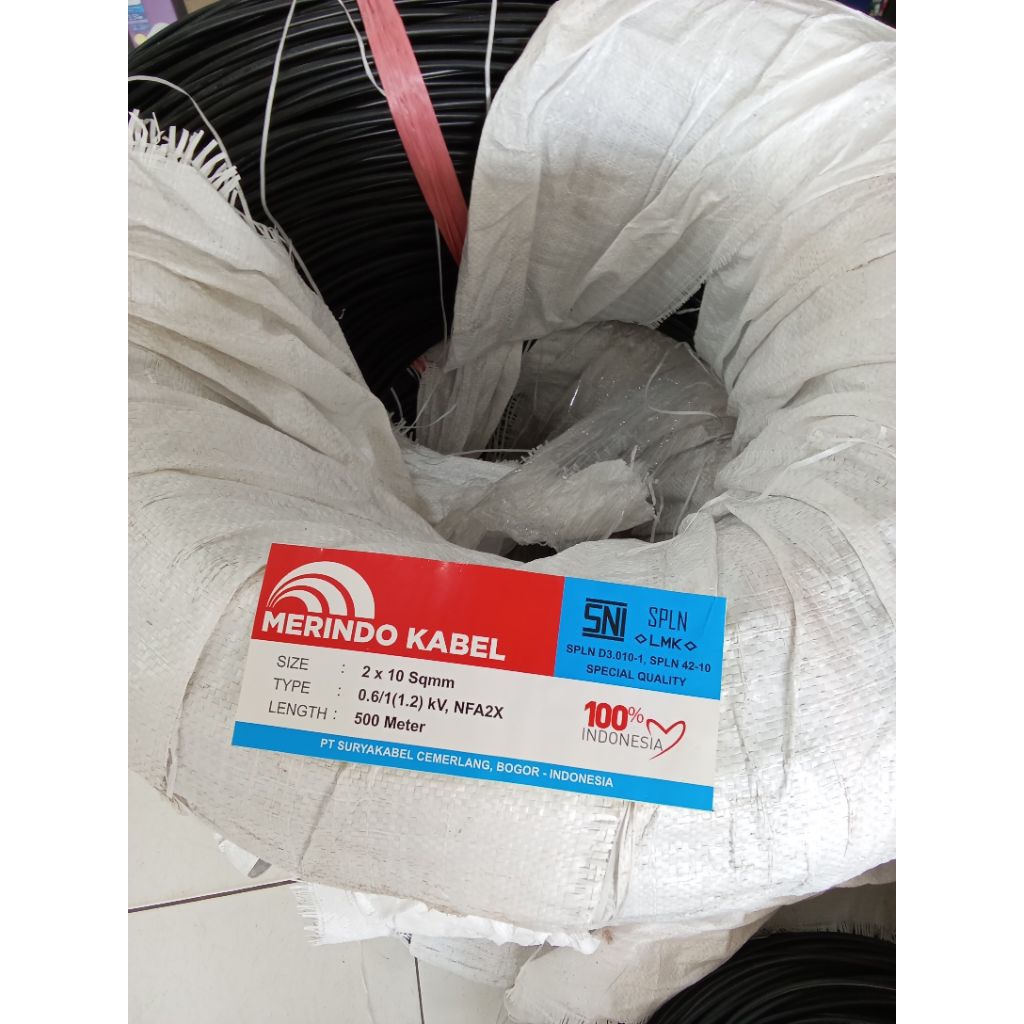 kabel SR Kabel tc kabel instalasi Kabel PLN TIC SR twisted NFA2X 2x10mm2 MERINDO ( 2x10mm 2x10 mm 2 