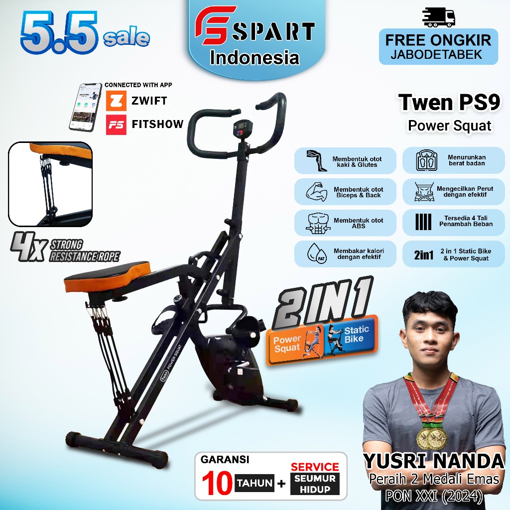 TWEN PS8 PS9 Power Squat Rider - Power Squat Sports Equipment - Power Home Squat - Alat Olahraga