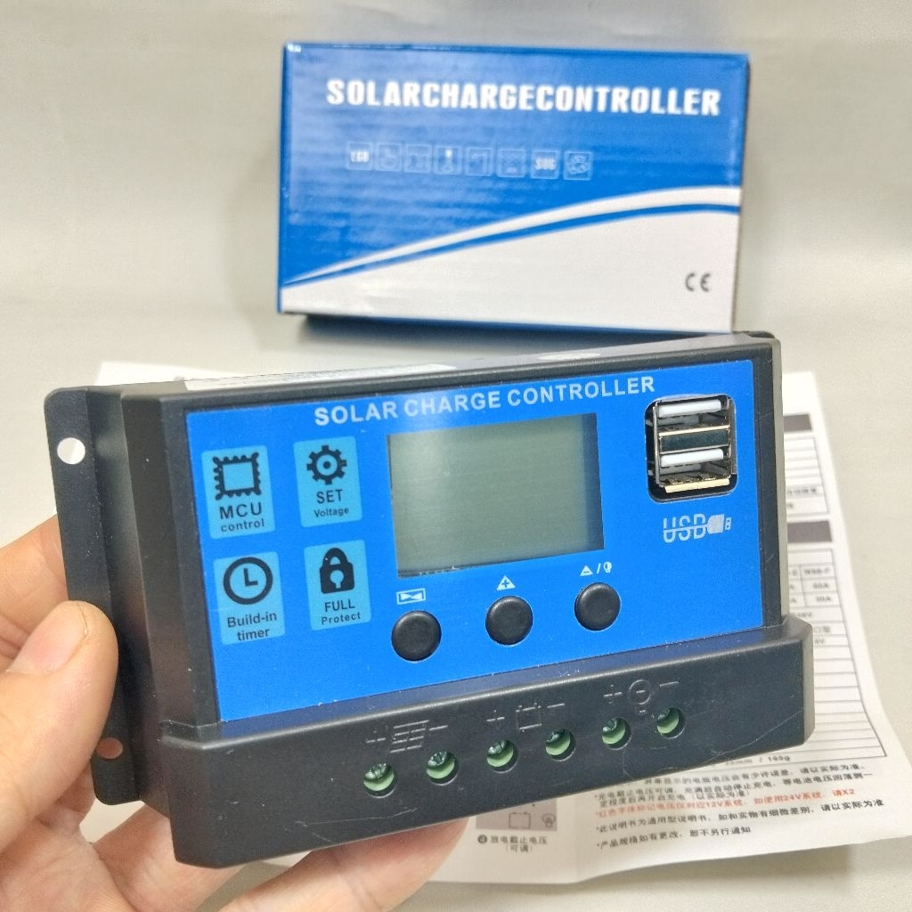 SCC solar panel 10A 12 24 volt 2 USB Solar Charge Controller PWM modul cas panel surya