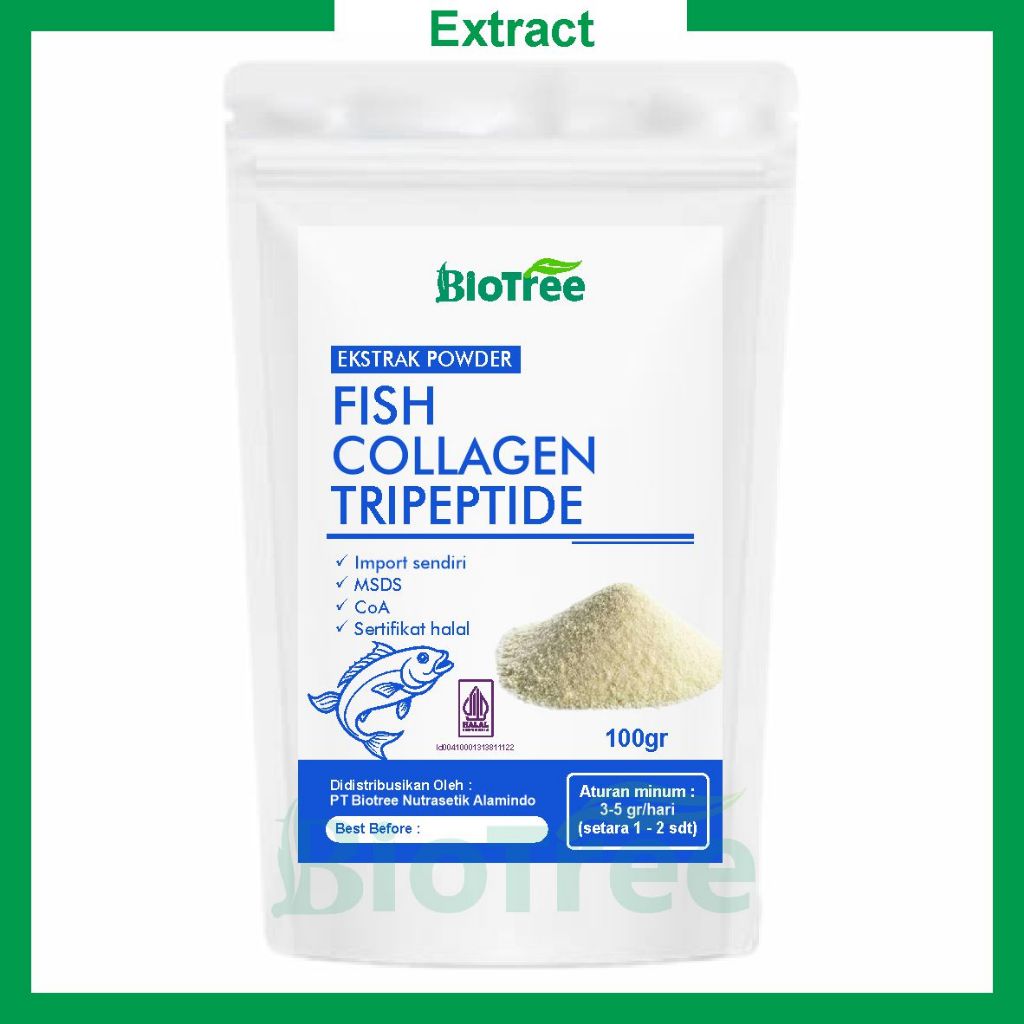 Fish Collagen Tripeptide Powder Bubuk Kolagen Kualitas Tinggi Asli
