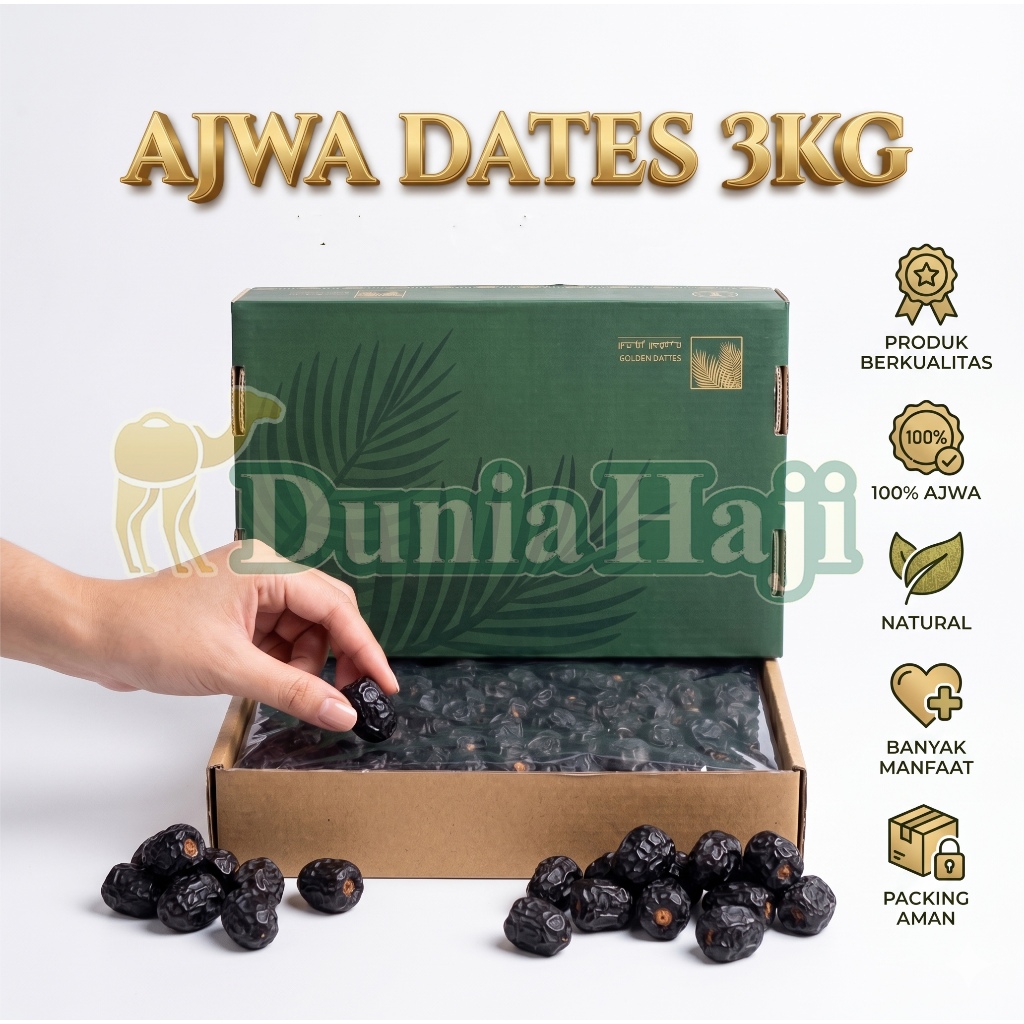 Kurm Ajwa 3kg Premium Korma Nabi Asli Madinah Fresh 100% Saudi Arabia Oleh Oleh Haji & Umroh Original & Natural