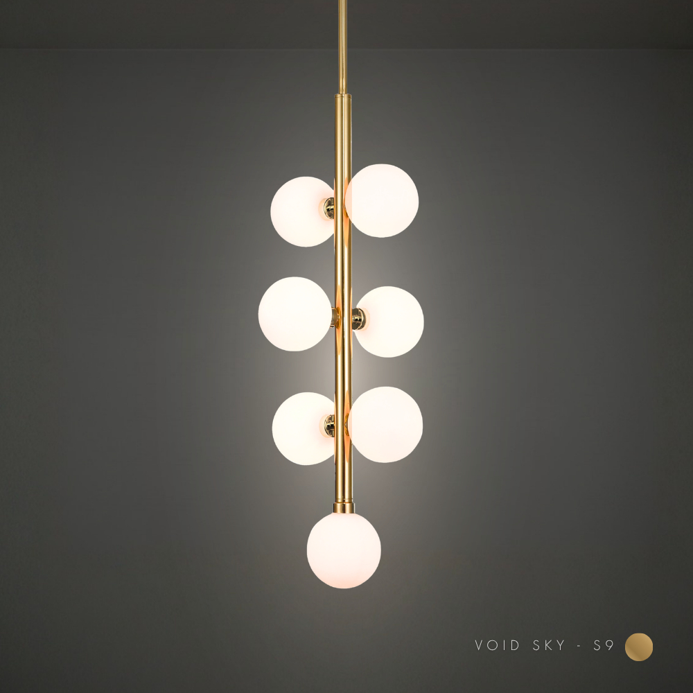 VOID SERIES | VOID SKY - S9 | Lampu Gantung Minimalis Emas | Gold Ceiling Pendant Lamp | XIONCO
