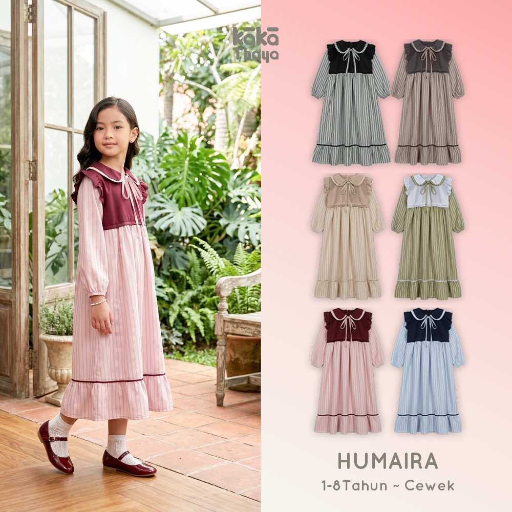 KAKATHAYA Humaira - Dress Anak Gamis Anak Perempuan Abaya Anak Perempuan 1-8 Tahun