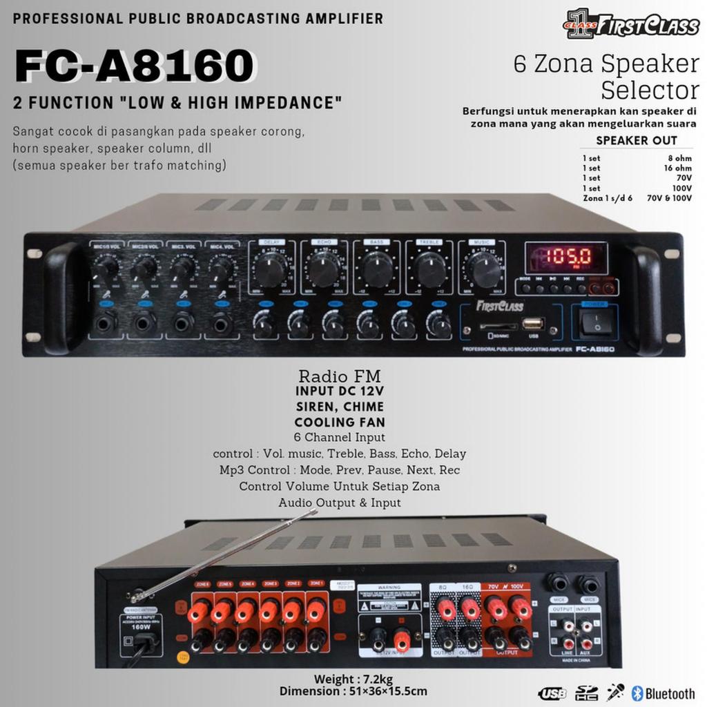 Amplifier Firstclass Fc a8160 Amplifier Masjid Amplifier Penyiaran Umum Fc a8160