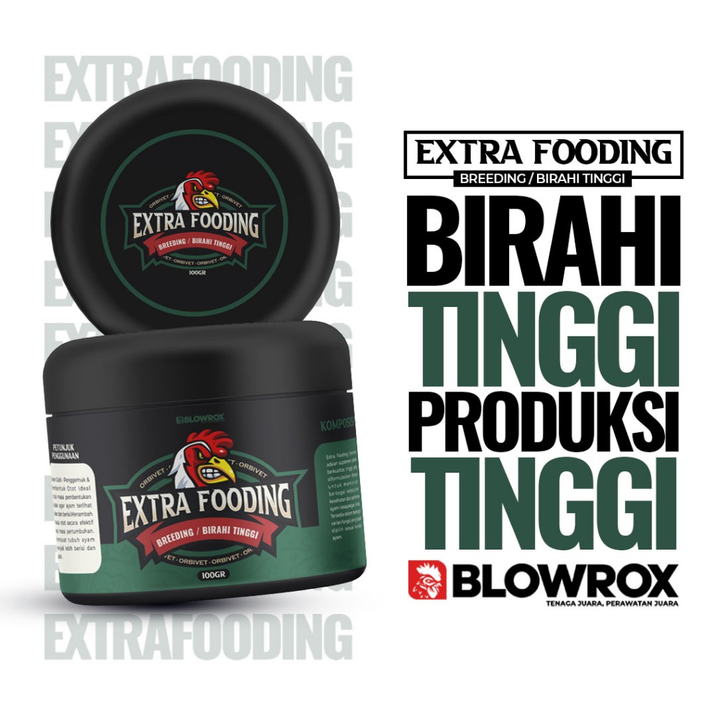 BLOWROX EXTRA FOODING BREEDING AYAM 100gr | Butiran Pelet Peningkat Birahi & Nafsu Makan Ayam | Boos