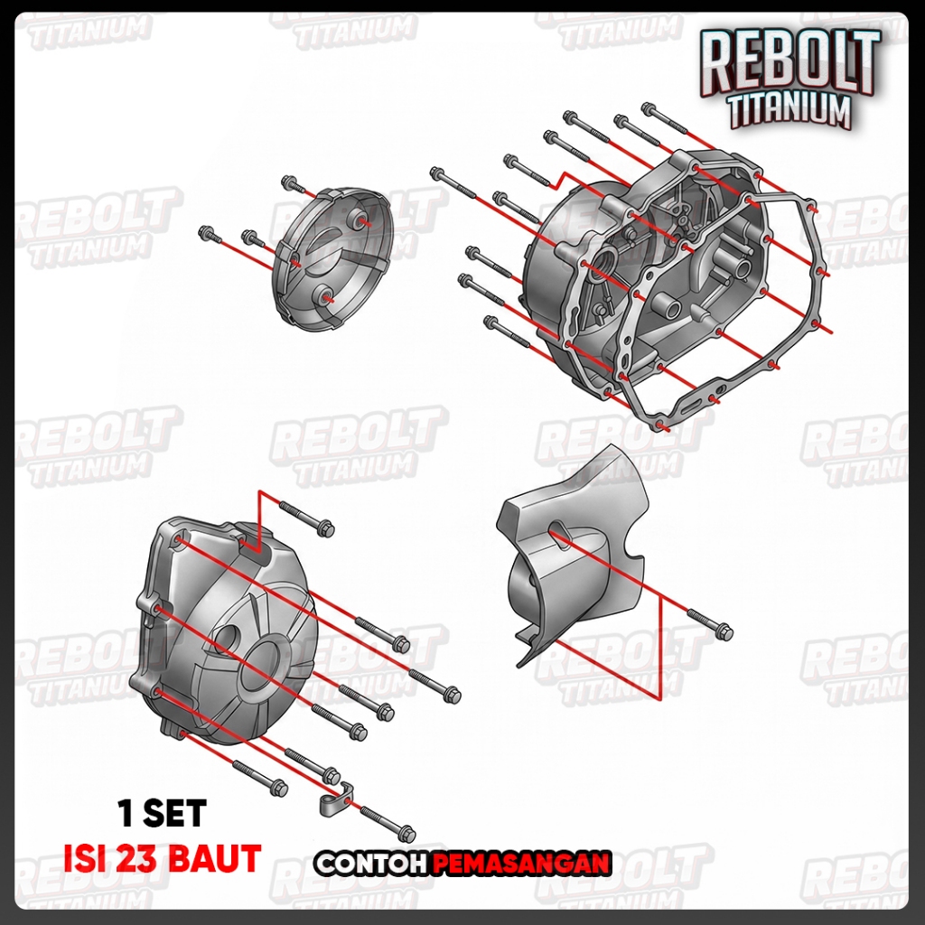 Baut Titanium Full Set Blok Mesin Blade 125 Supra X 125 New GR5 REBOLT