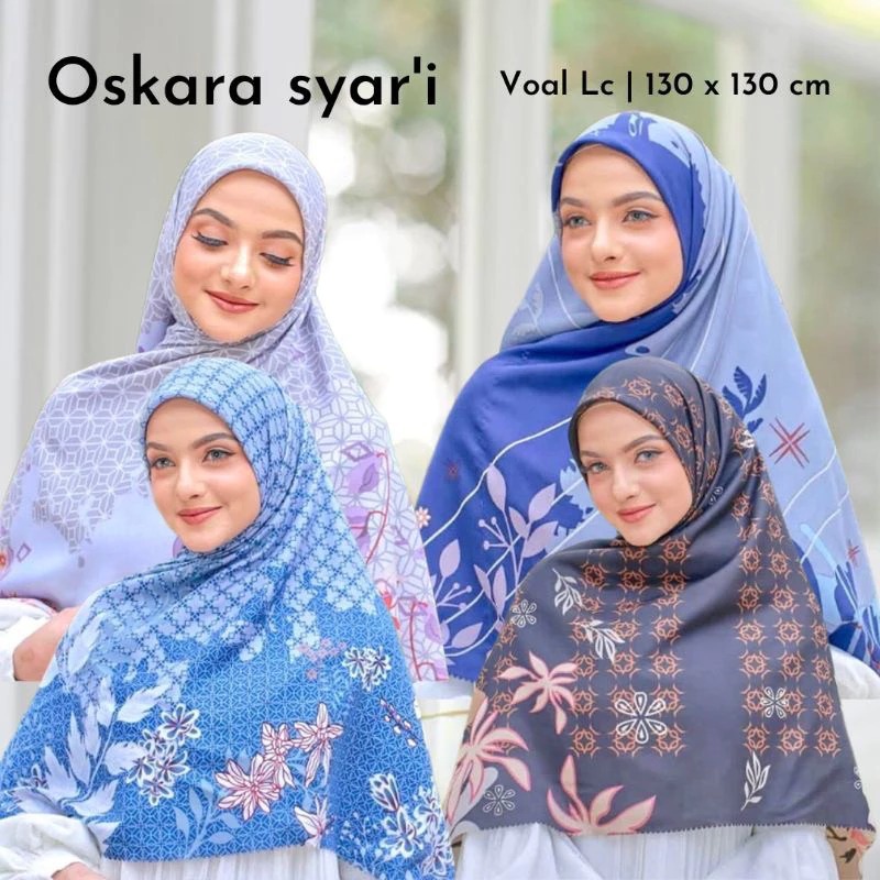 Digital Scarves Syari Motif / Jilbab Segiempat Syari Motif By Azara / Hijab Voal seragaman 130x130 c