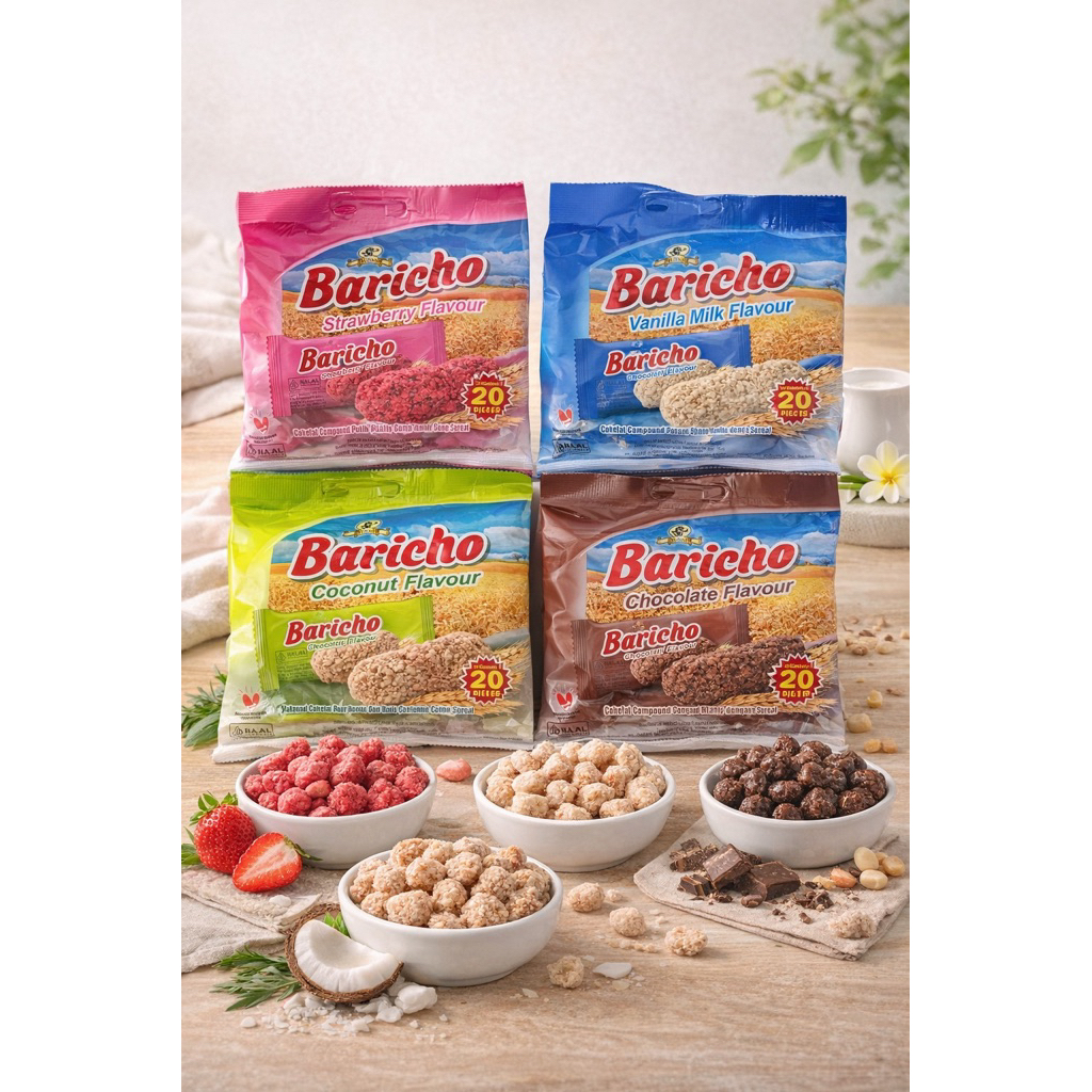 Baricho Snack Chocolate, Vanilla, Strawberry, Coconut