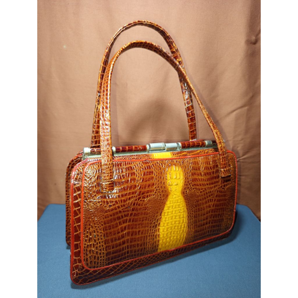 Shoulder Bag Crocodile skin Vintage Unik Kulit Asli second ori