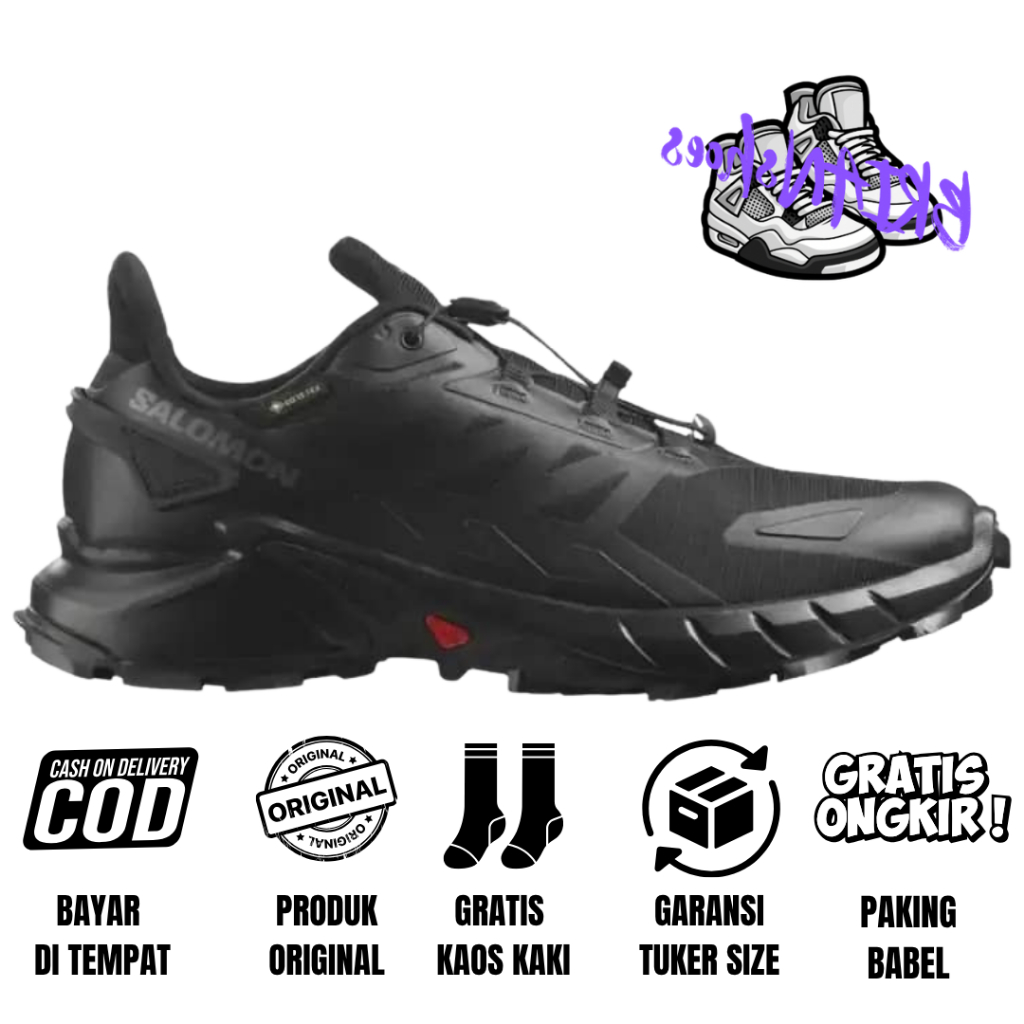 Sepatu Hiking Trailrun Salomon Supercross 4 Goretex Black Original