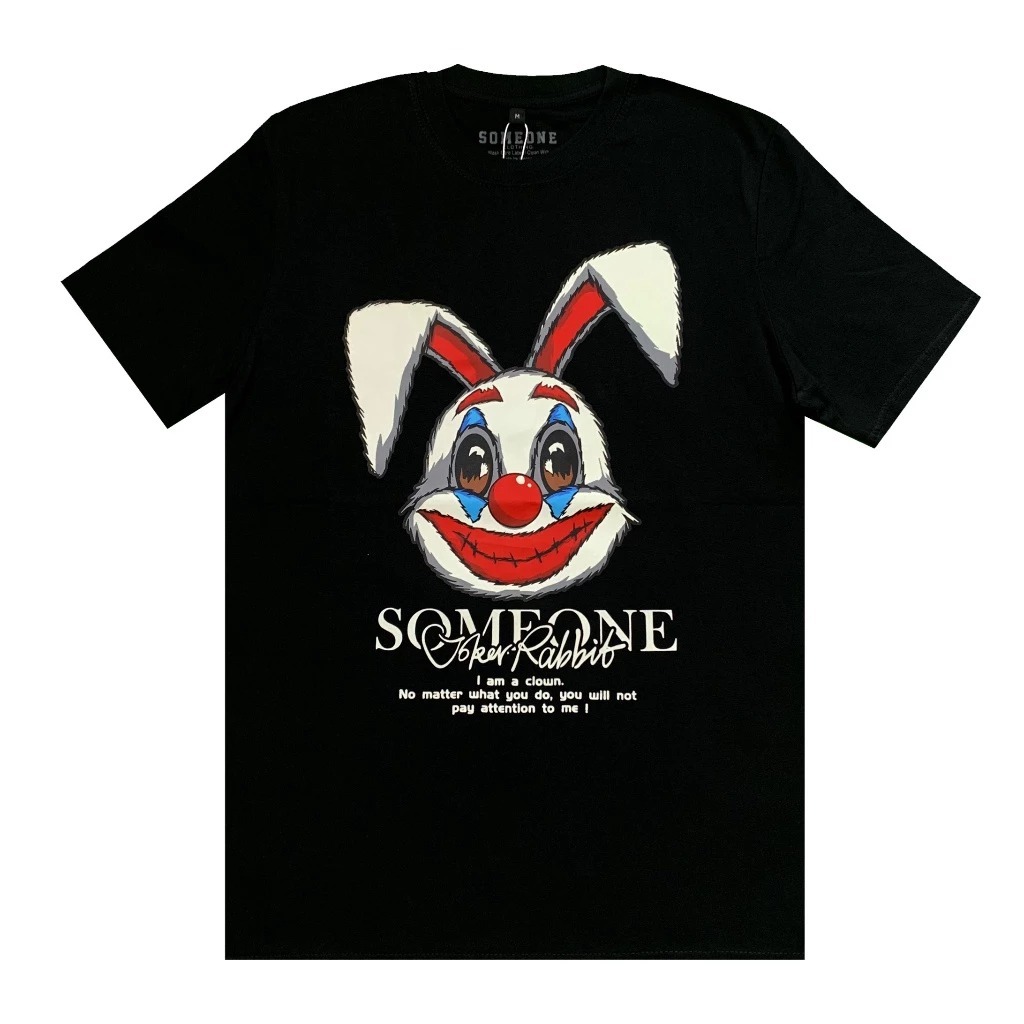 Kaos Distro Someone T-Shirt "Glow In The Dark" Rabbit Joker 323D Black