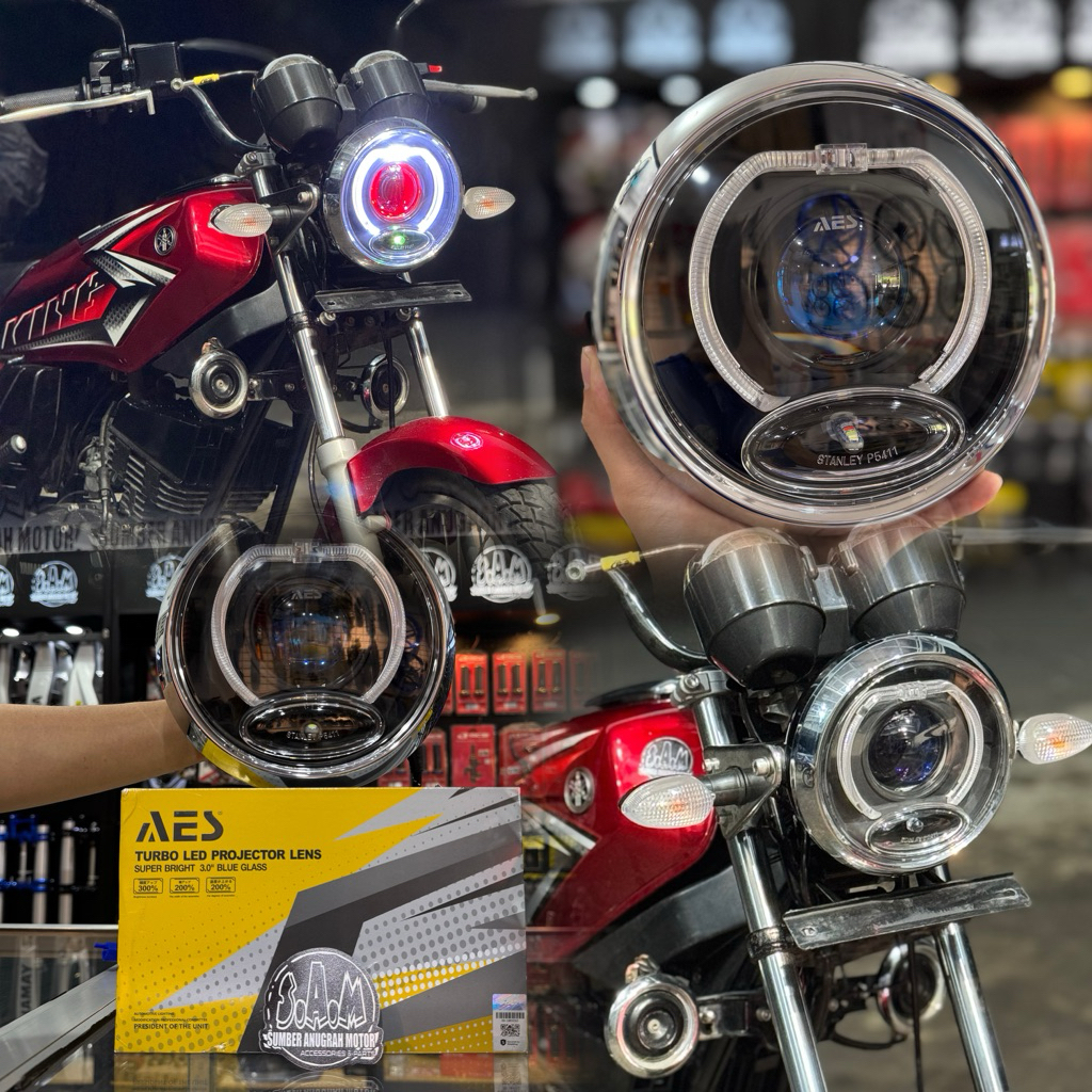 LAMPU BILED RX-KING NEW / LAMPU BULAT / AES 3 INCH SET KABEL RELAY / Reflektor Original / Rxk Predam