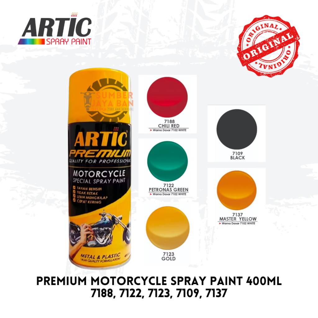Artic Premium Motorycle Spray Paint 400ml Warna Solid Merah Hitam Hijau Petronas Master Yellow Gold 