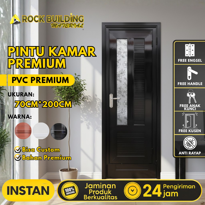 Pintu PVC Kamar Kamar Kamar Tidur Ruang Tamu Ukuran. 70 x 200 Platinum Special Edition M1 Kaca Motif