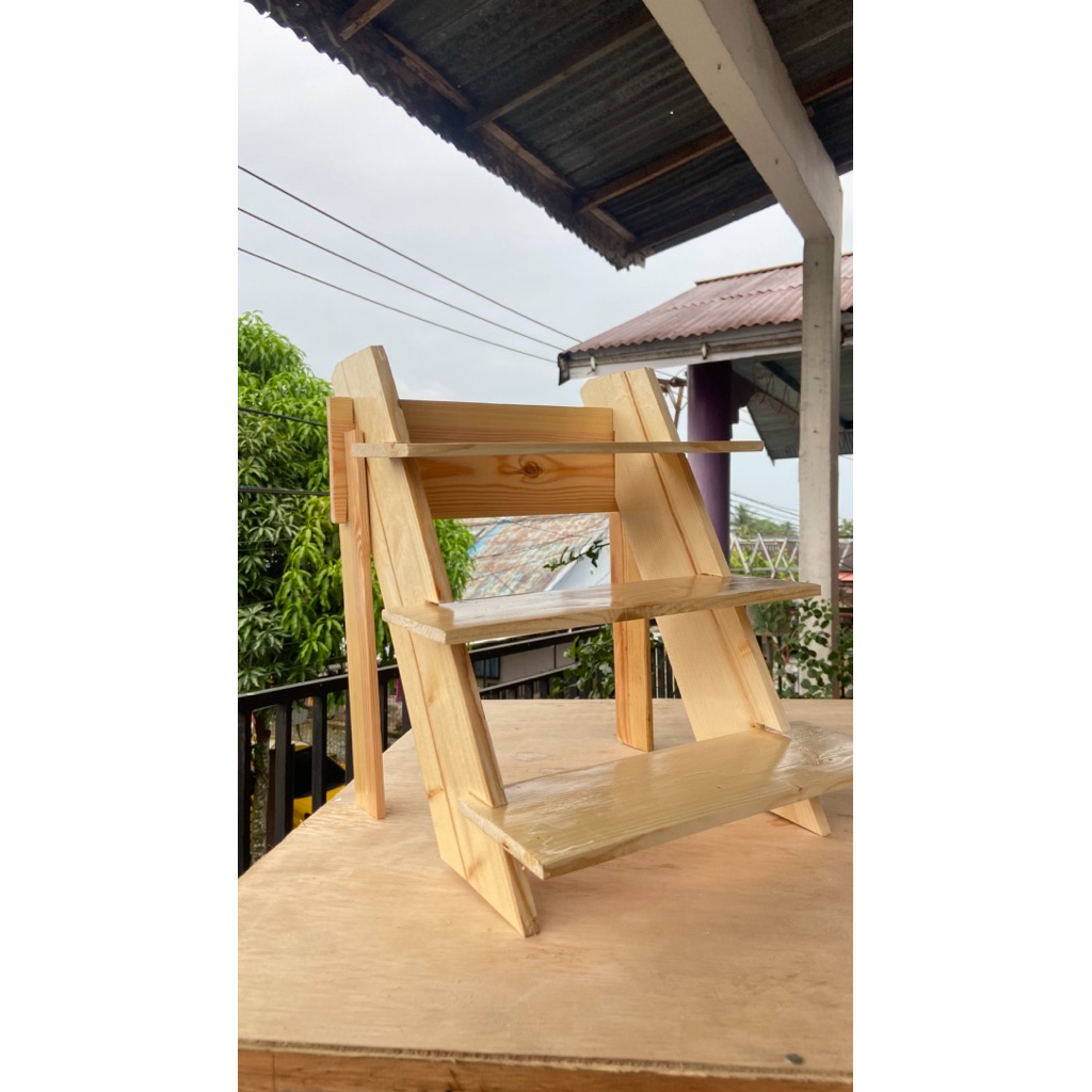 rak susun pajang produk, Rak display kayu, Display stand serbaguna,, Rak kayu pajang