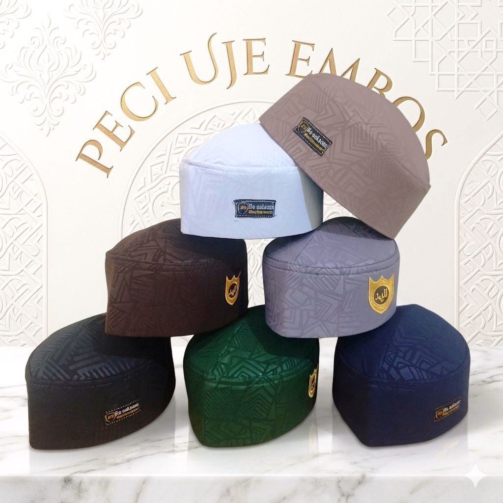 Peci UJE LOGO EMBOS ELEGANT TERBARU , Peci Uje Embos Dewasa , Peci Uje Logo Bahan Embos Dewasa , Kop