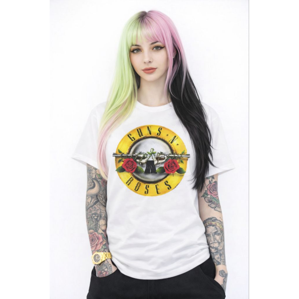 Baju Kaos Band Musik Rock Guns N' Roses GNR Art 2 Pria Wanita T-shirt Unisex Hitam Putih Katun Combe