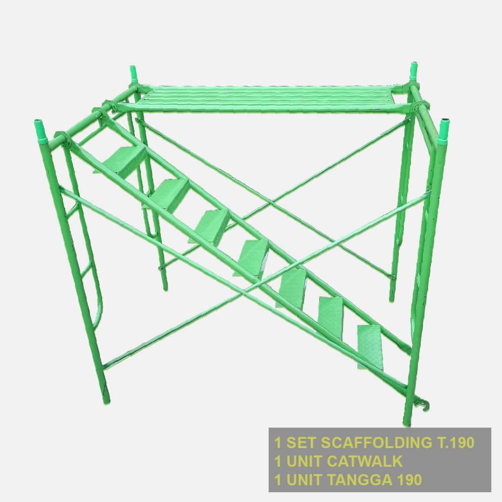 Main Frame Steger- Scaffolding Tinggi 190 Lengkap dengan Catwalk & Tangga Standar K3