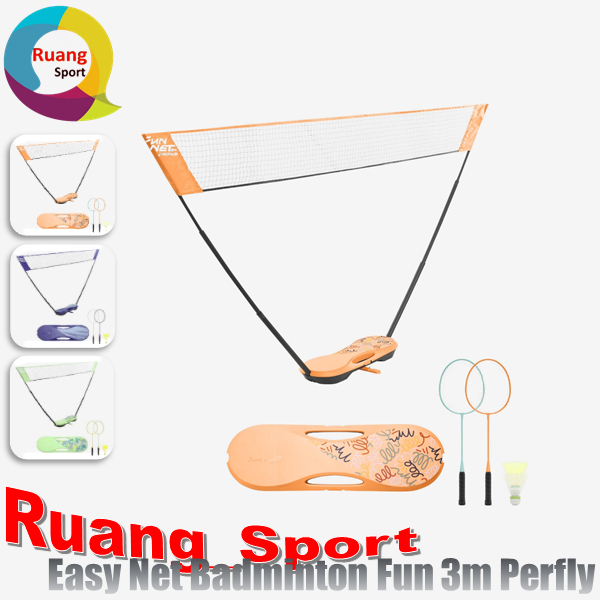 Easy Net Badminton Perfly Fun 3 Meter Net Bulu Tangkis Net Tenis Indoor Outdoor - Oranye