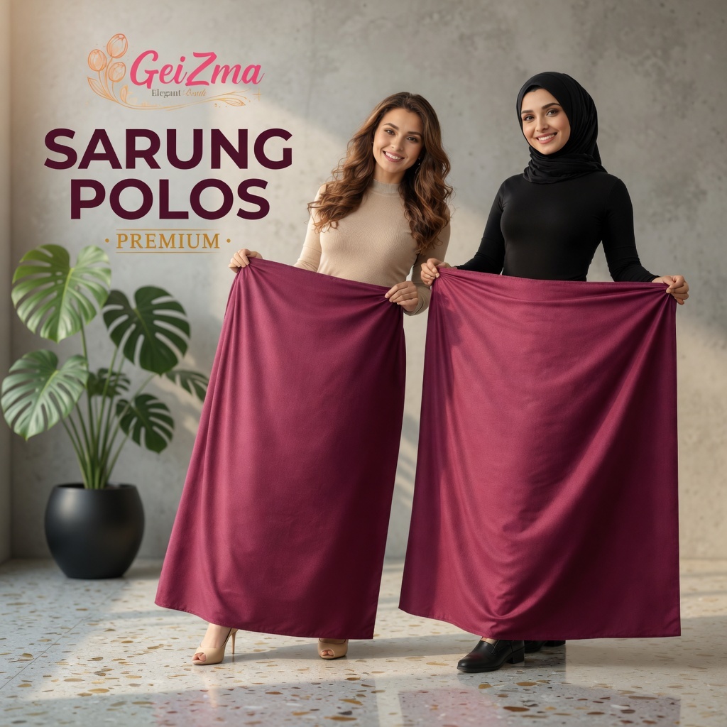 GeiZma - Sarung Polos Wanita Premium Ukuran JUMBO | Kain Halus, Tidak Kusut, Adem & Elegan Dipakai –