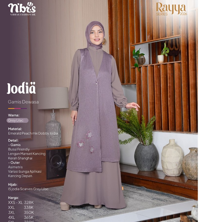Big Disc Jodia Gamis Grey Lilac Plum Dress Inner Outer Emerald Peach MIx Dobby Premium