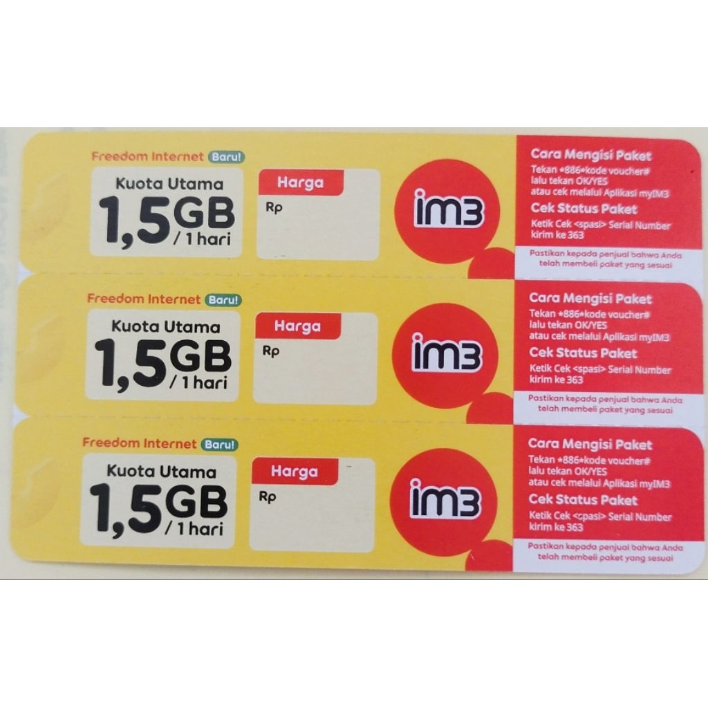 VOUCHER DATA INDOSAT YELLOW 1,5GB(5GB)/1HARI