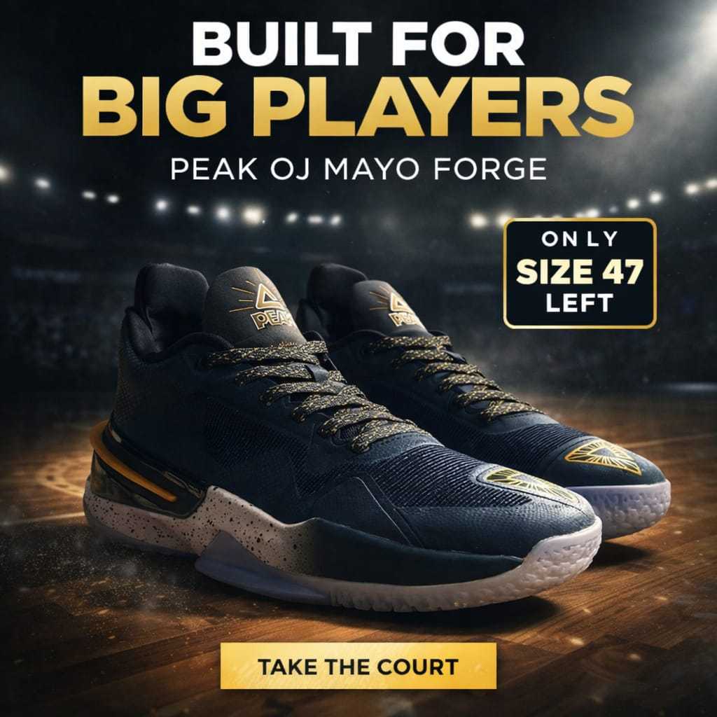 Sepatu basket PEAK Basketball [ BIG SIZE ] Shoes OJ MAYO FORGE SIGNATURE Grey