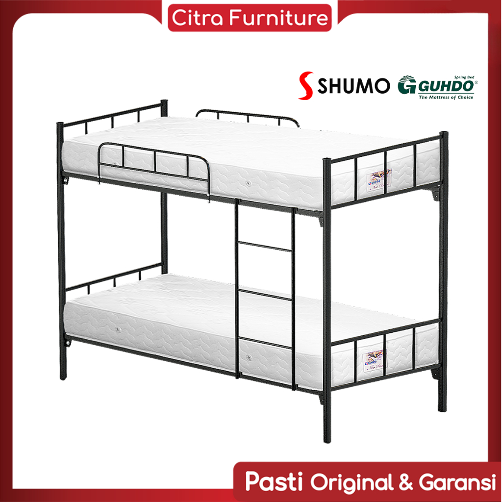 CITRA FURNITURE GUHDO SPRINGBED X SHUMO Ranjang Besi Bunk Bed Tingkat 100/100 Spring Bed Full Set