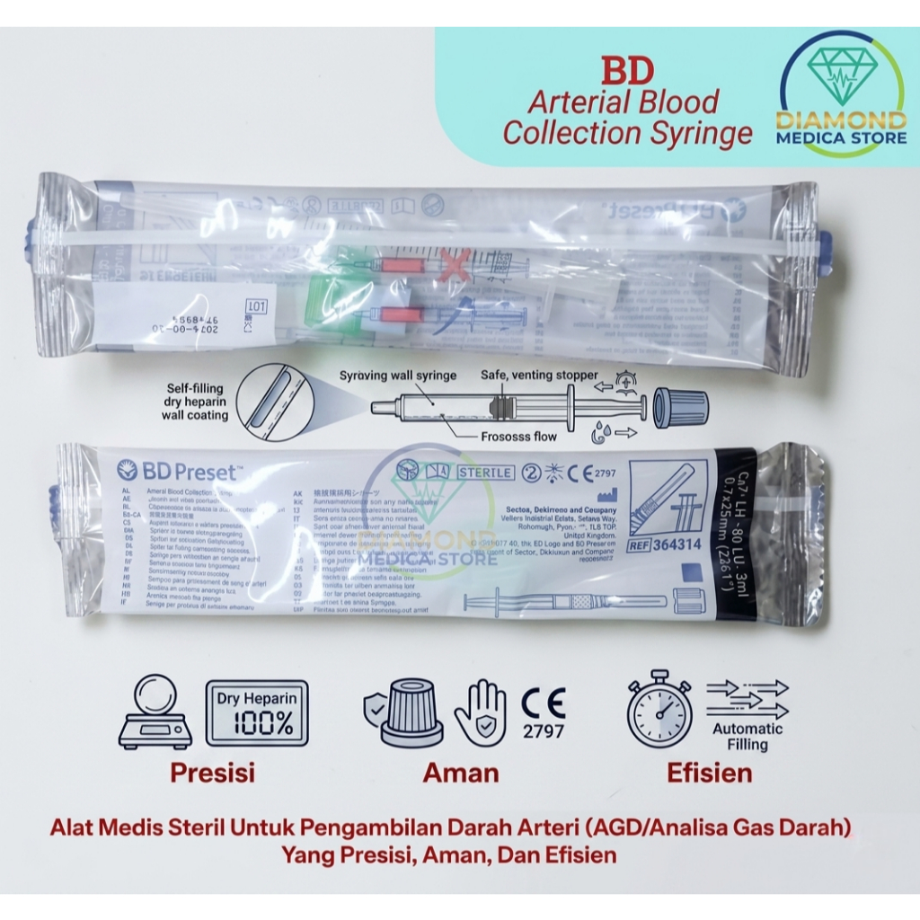 BD  syringe AGD Preset 3 CC / Arterial Blood Syringe