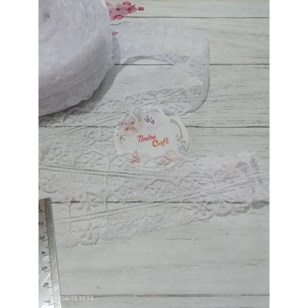 Renda Putih Cantik Lebar 3,8cm Harga per 90cm
