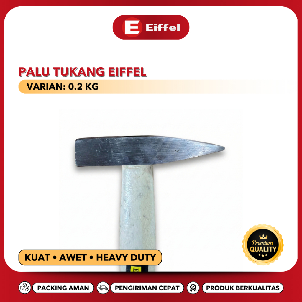 Palu Tukang EIFFEL 0.2 KG – Palu Hammer Gagang kayu Palu Besi Kokoh Tajam Kuat