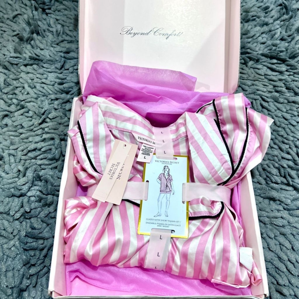 Pajamas Victoria Secret Pink Stripe Iconic | Size M