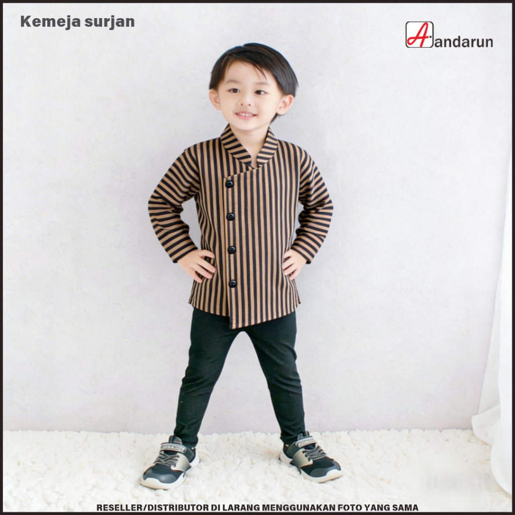 kemeja lurik surjan anak laki-laki lengan panjang Clasic Tradisional Jawa - Baju Adat anak - Kemeja 