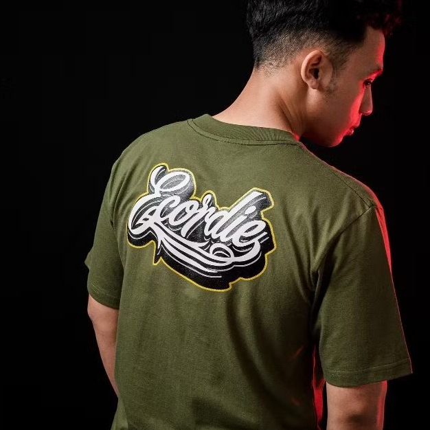 Ecordie " HAUNTED " Kaos casual Hijau Army