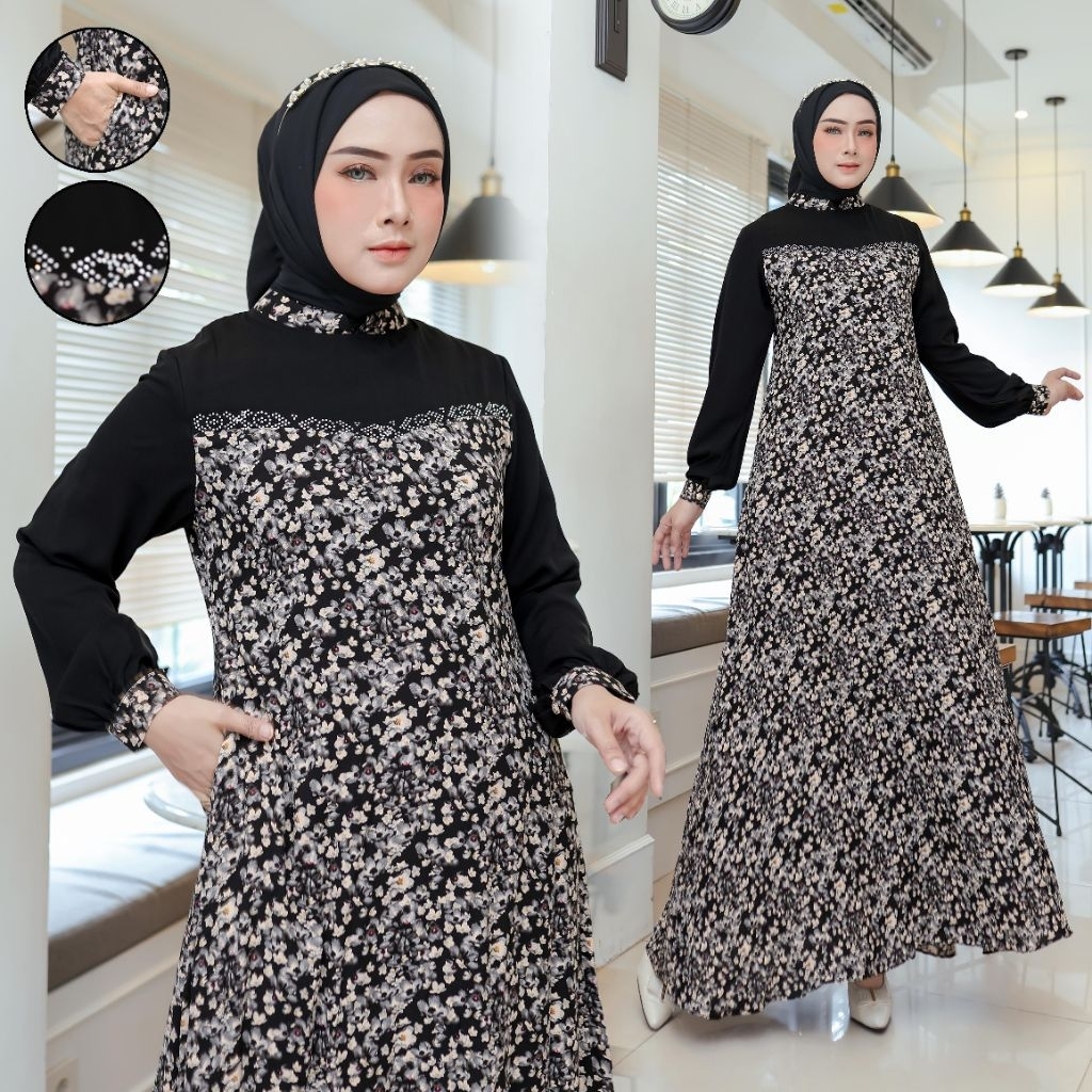 TF-Madina Dress armani silk semi sutra/Dress muslim kekinian