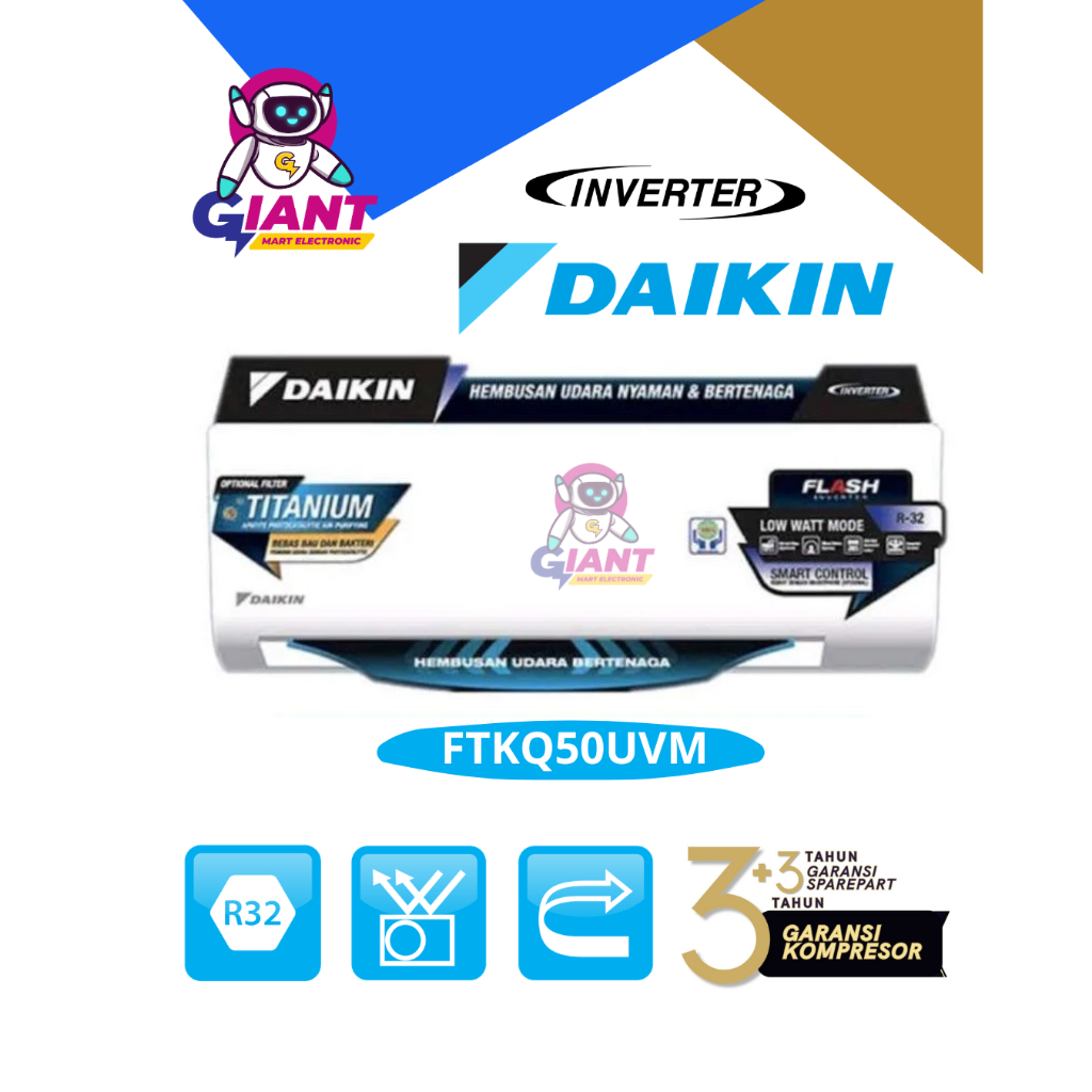 AC DAIKIN 2PK FTKQ50UVM / FTKQ 50 UVM / FTKQ50 UVM / FTKQ-50UVM FLASH INVERTER