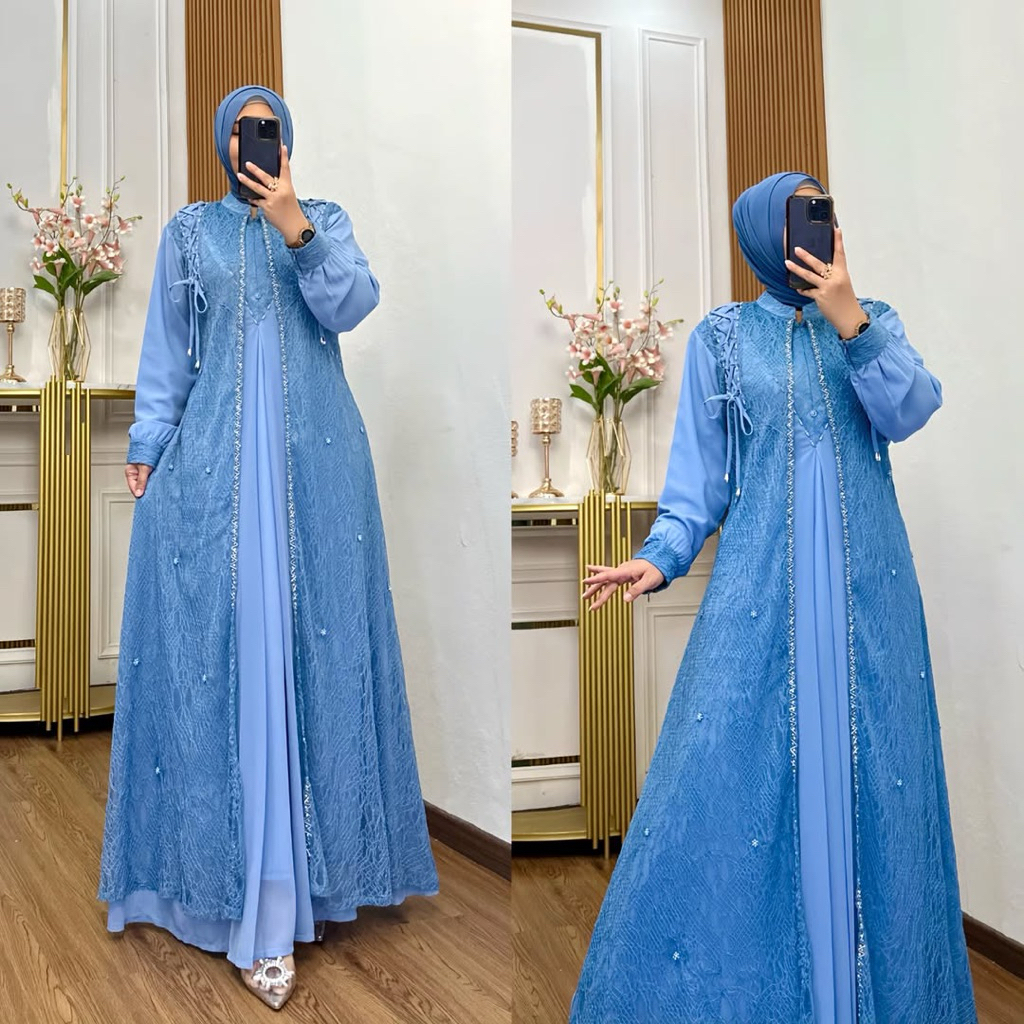 Devita Dress Abaya Turkey Hitam Premium Gamis Pesta Mewah Detail Payet Manik Busui Friendly Gamis Je
