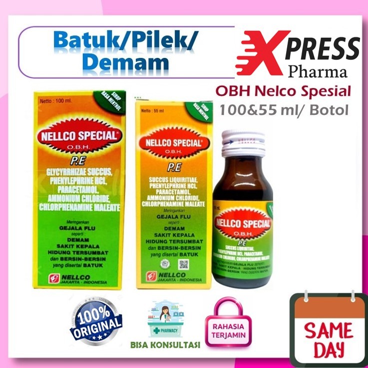 XPRESS  OBH NELLCO Spesial 55 / 100 ml OBH PE SIRUP Obat Batuk Pilek Flu Demam Sakit Kepala Syrup Ob