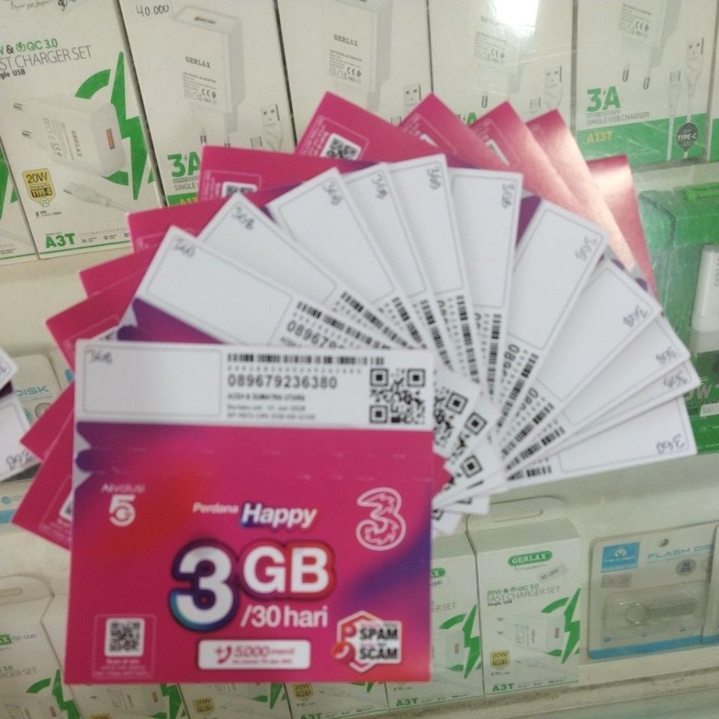 sp Tri, KPK Tri, serial perdana Tri, kartu kosong Tri, sp 3gb (segel)