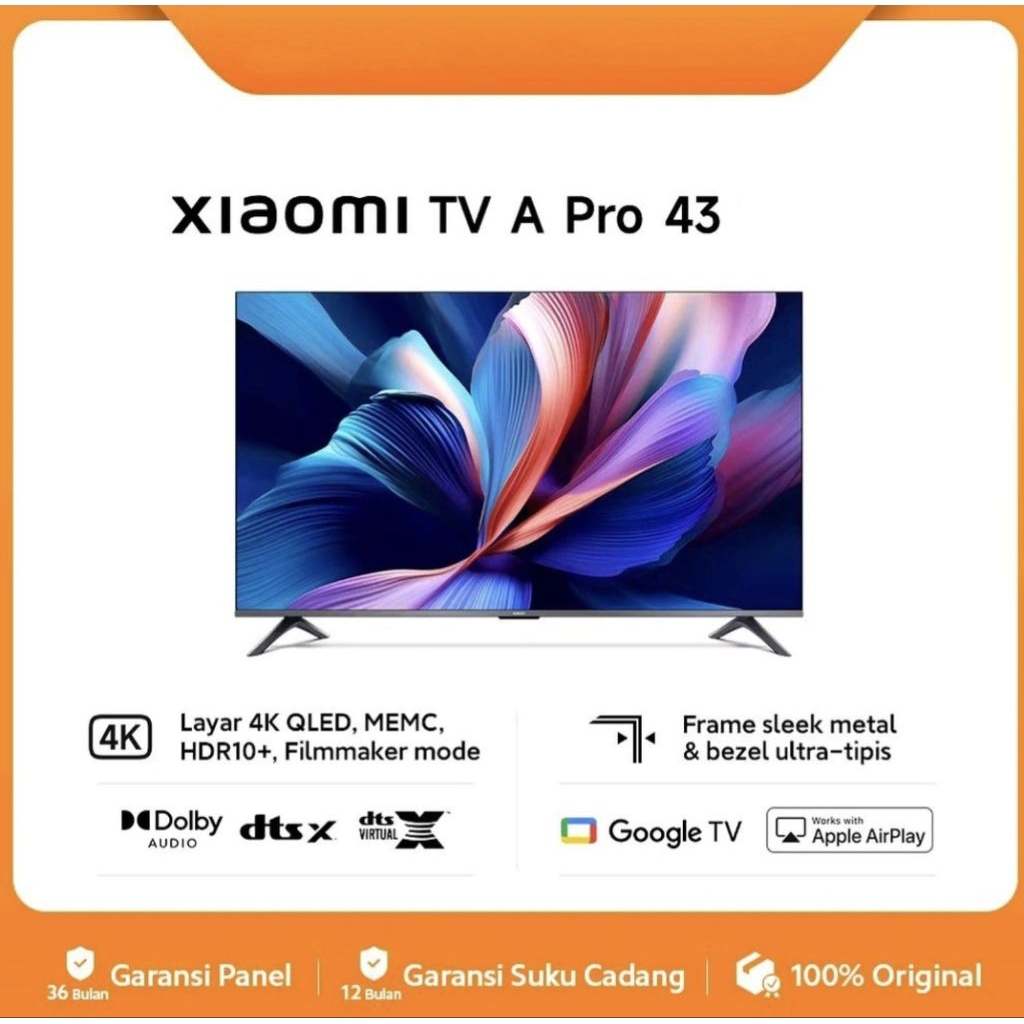 TV LED XIAOMI 43INCH GOOGLE TV 4K QLED TV XIAOMI 43 INCH GOOGLE TV 4K QLED TV XIAOMI TV XIAOMI 43 A 
