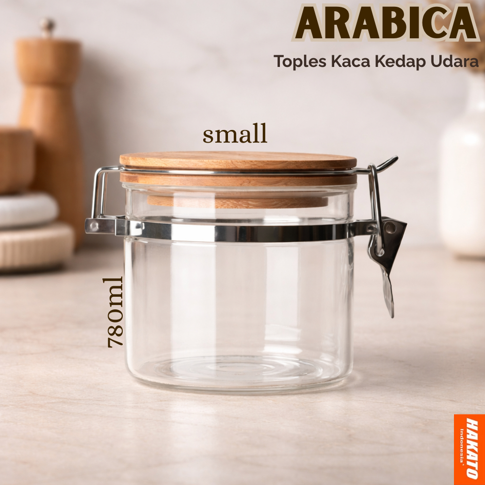 Toples Kaca Dan Tutup Kayu Dan Seal Toples Kopi Gula Teh Coffee Canister Glass Storage Wadah Biji Ko