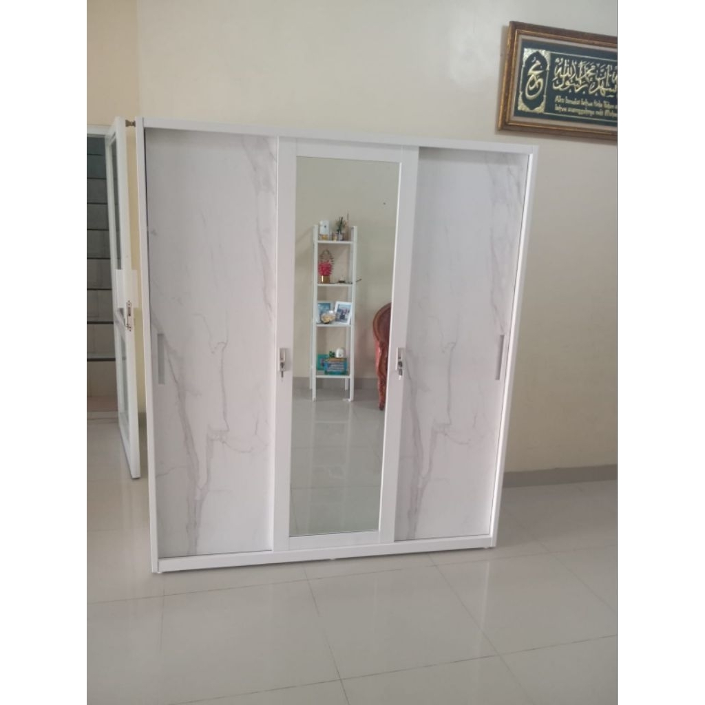 Lemari Sliding Plat Besi 3Pt 160 || Mjf lampung