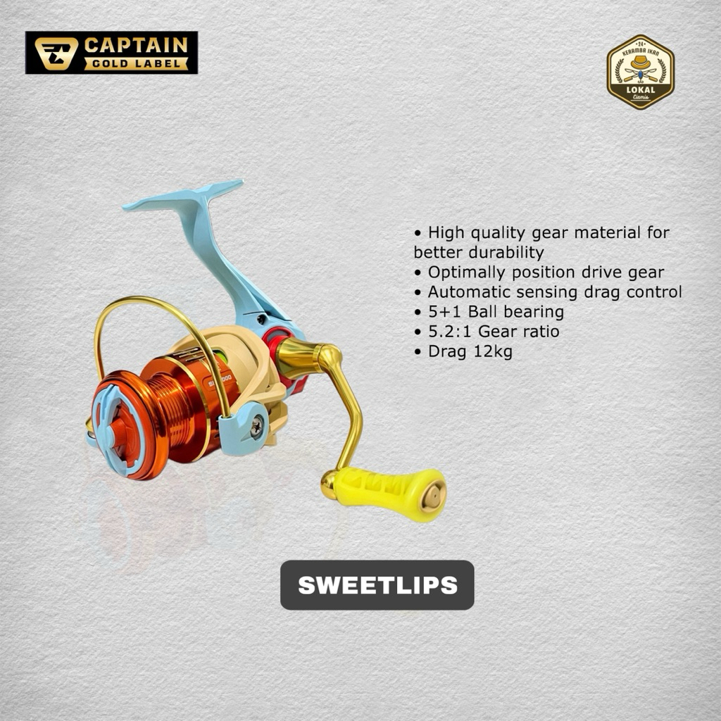 Reel pancing Captain Sweetlips Power handle 5+1 Ball bearing Drag 12kg