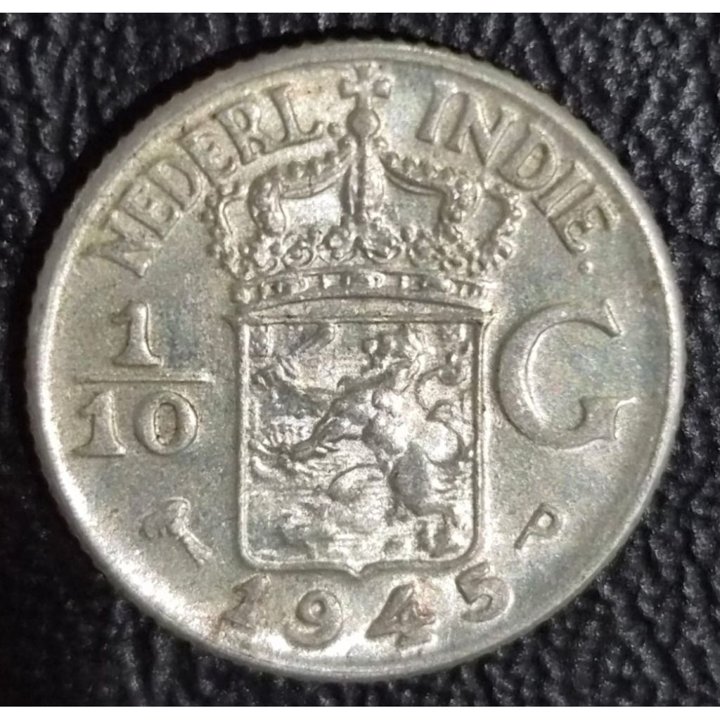 Koin Perak 1/10 Gulden 1945 P