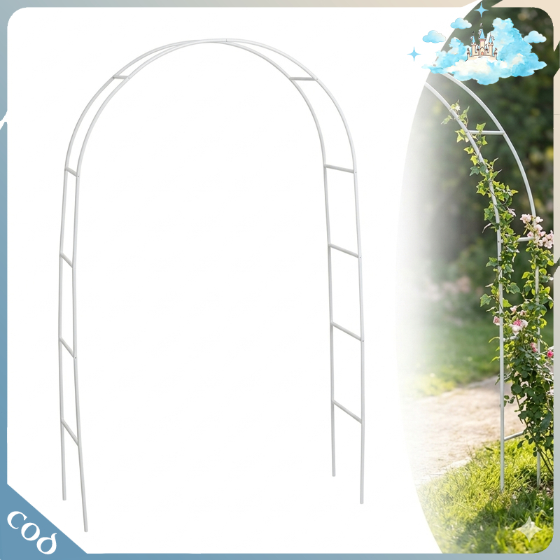 Pergola Besi Dekorasi 2.4mx1.4m Gapura Lengkung Taman Anti Karat