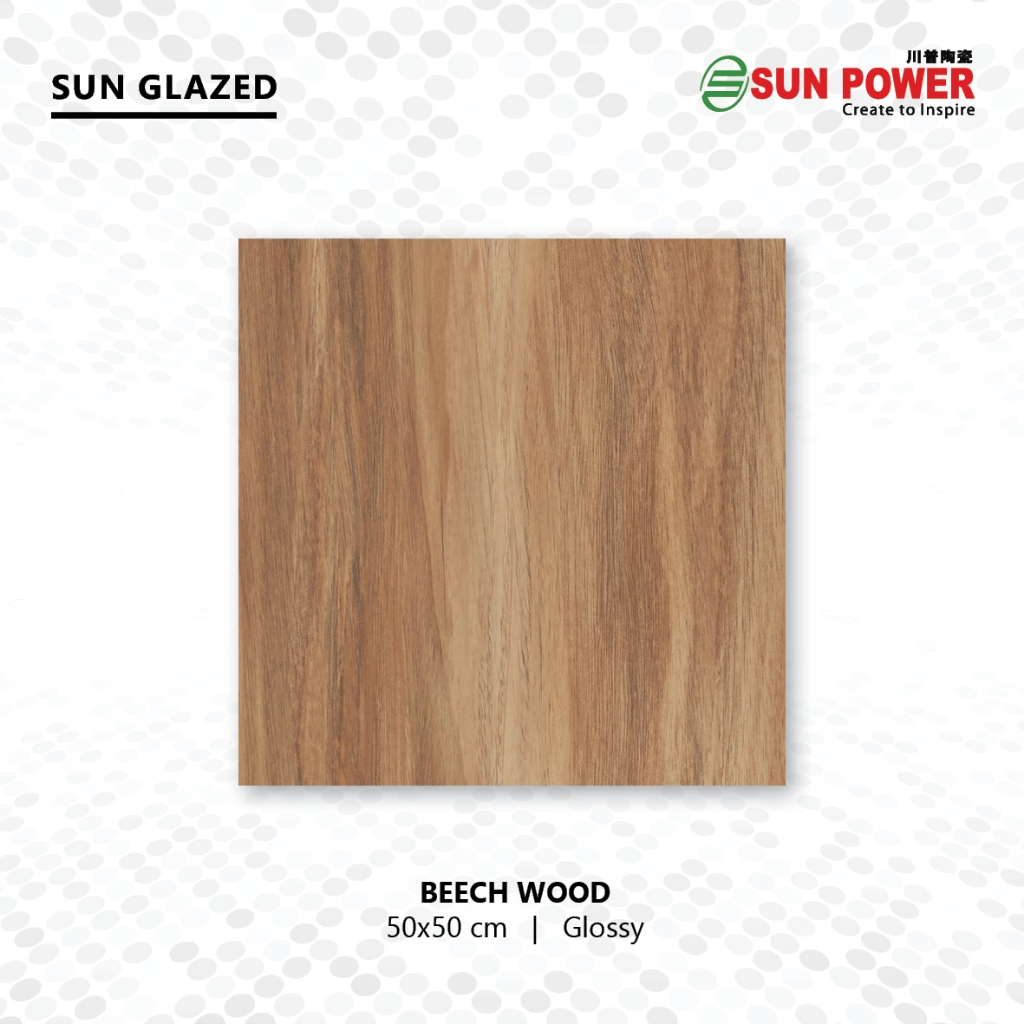 SUN POWER Beech Wood 50x50 Glossy – Keramik Tiles (Sun Glazed Tiles) Lantai & Dinding Sun Power Cera