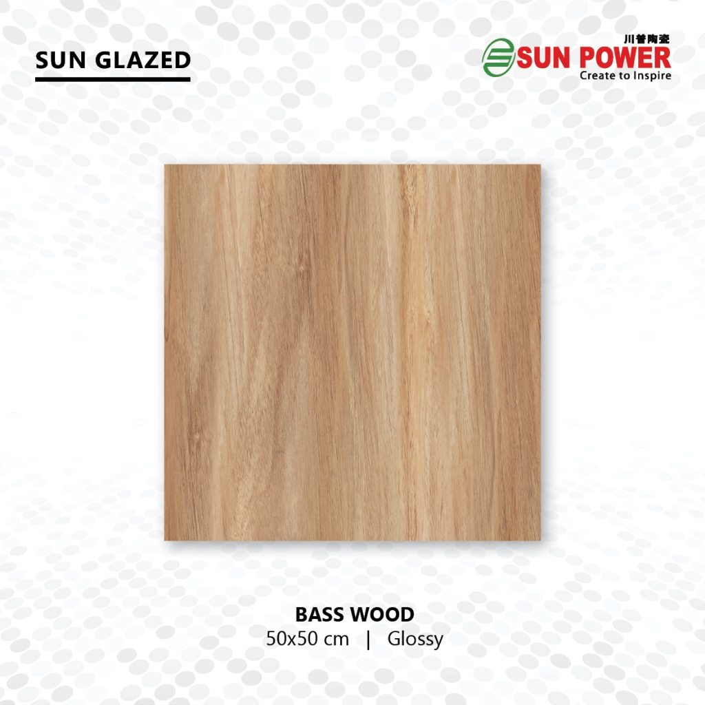 SUN POWER Bass Wood 50x50 Glossy – Keramik Tiles (Sun Glazed Tiles) Lantai & Dinding Sun Power Ceram