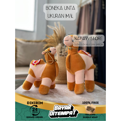 Boneka Unta Arab Ukuran M & L - Boneka Camel Oleh Oleh Haji dan Umroh Souvenir Arab Saudi