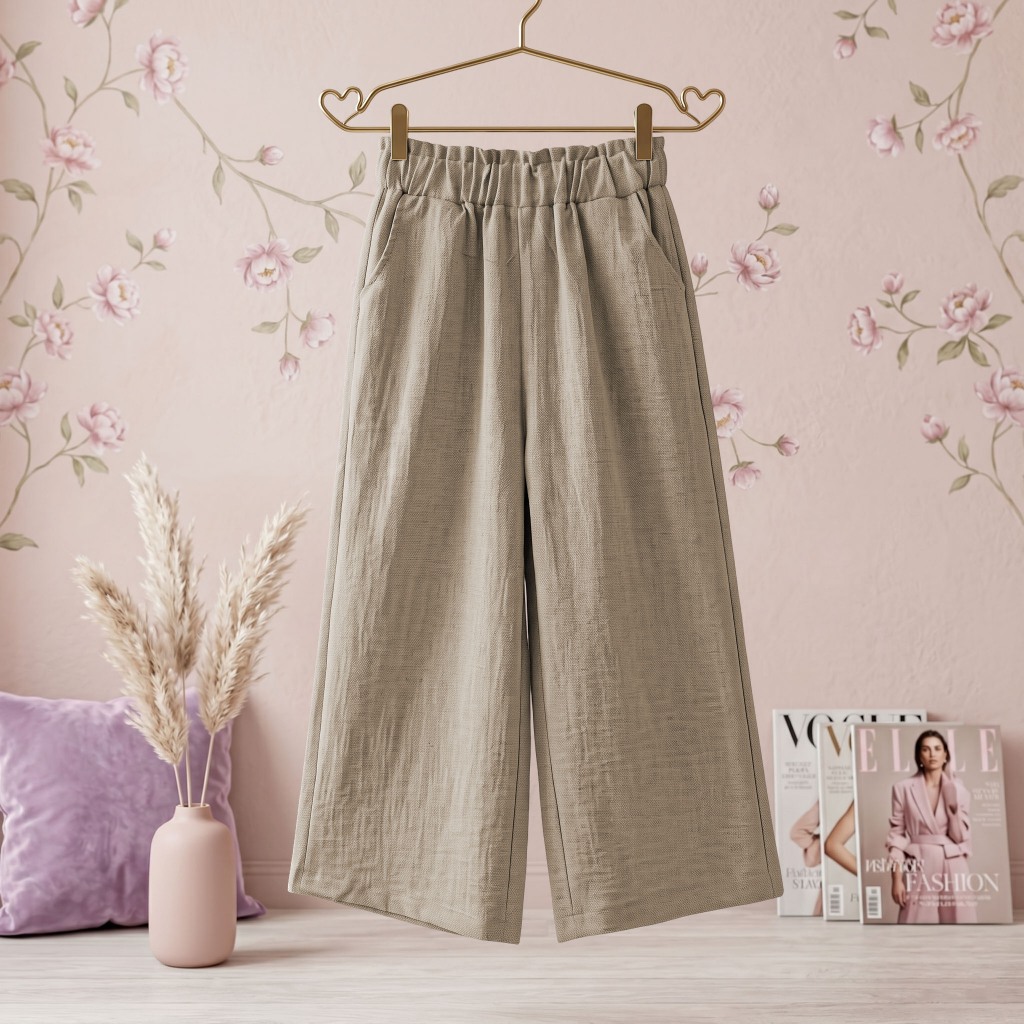 Celana Panjang Anak Kulot Crinkle Perempuan Fashion Anak Cewek Kekinian